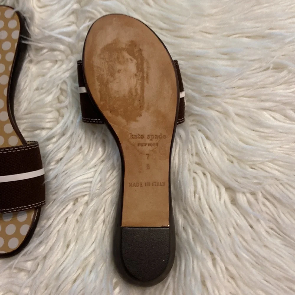 Kate Spade Sandals size 7B made in Italy brown and white color excellent condi - Picture 5 of 16